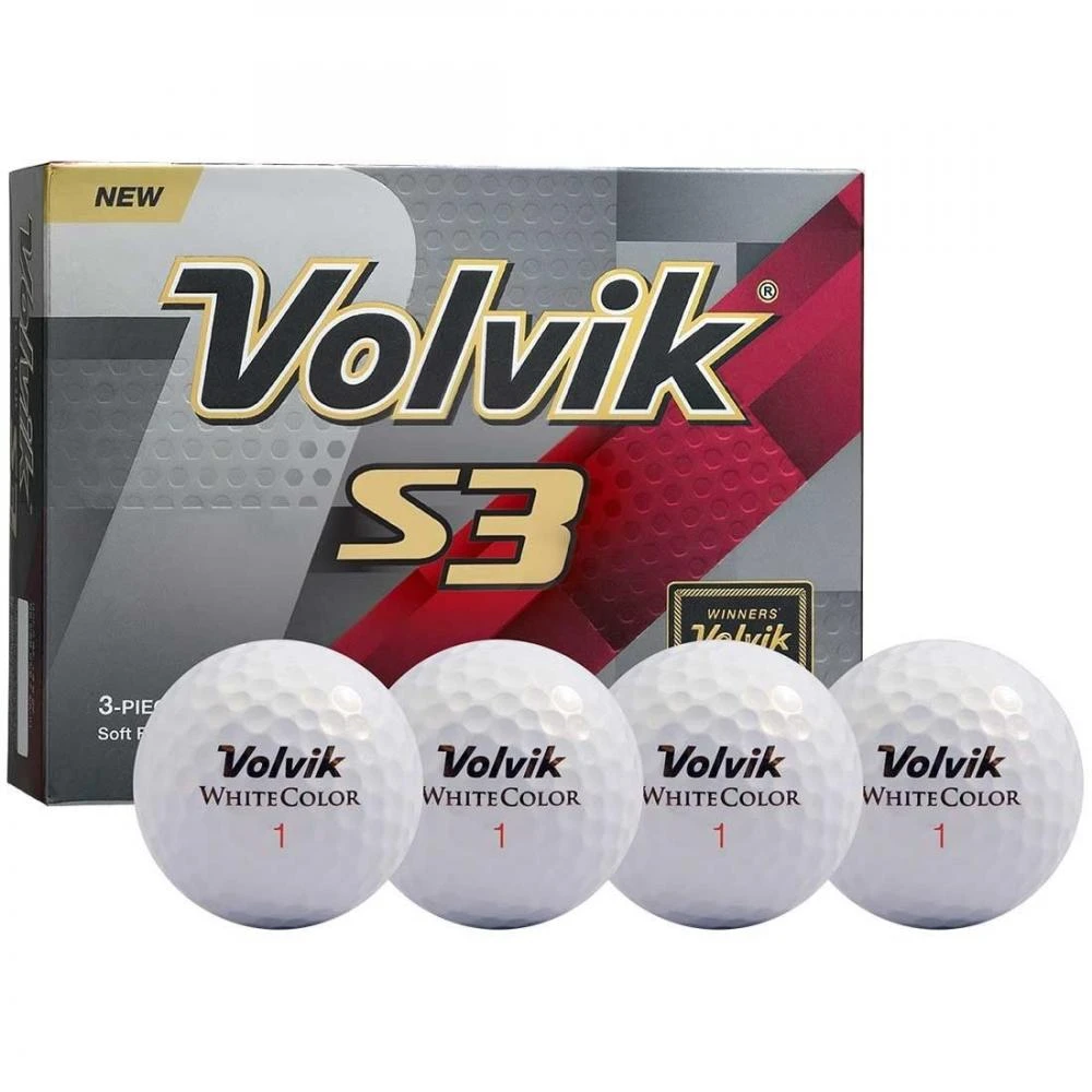 Volvik White S3 Golf Balls (Dozen) 3 Volvik White S3 Golf Balls (Dozen)